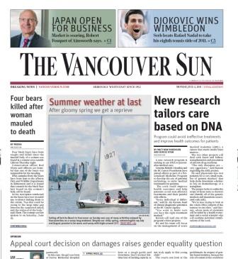 Vancouver Sun newspaper snapshot